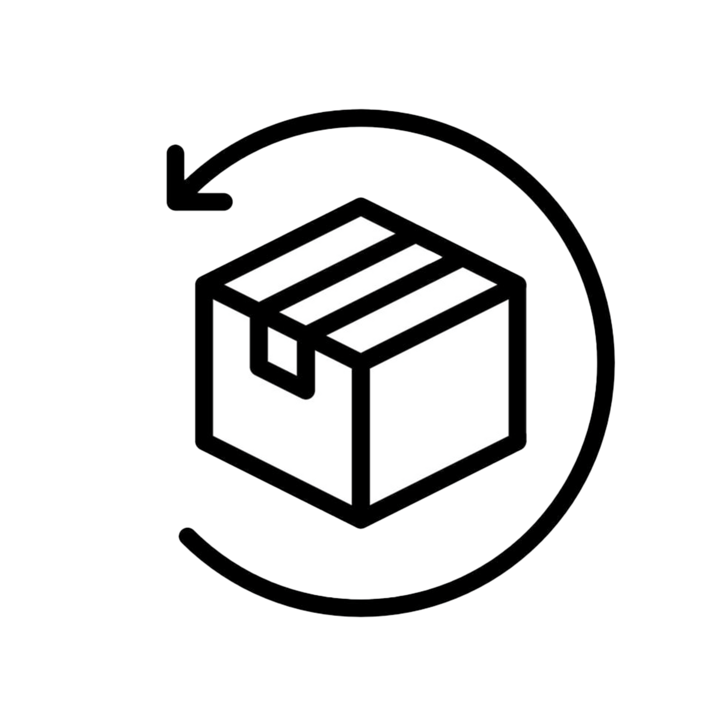 Icon of a box with an arrow circle, symbolizing recycling or reuse.